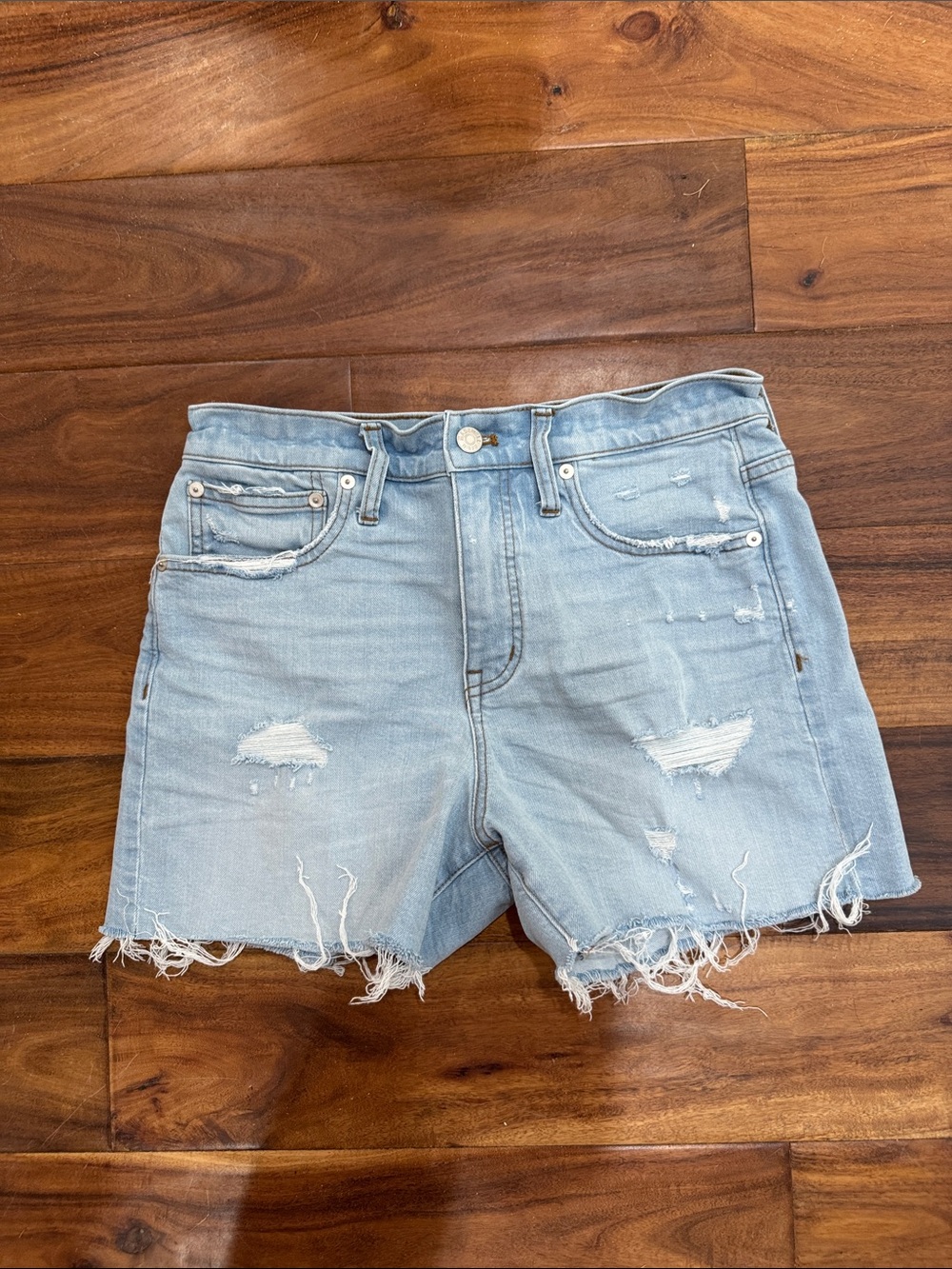 Light Wash Distressed Denim Shorts - Classic Women's Jean Shorts